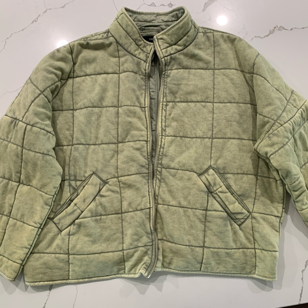 Green Dolman Quilted Knit Jacket (Size Small)